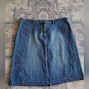 Faded Glory Vintage Y2K 90's Midi Blue Denim Skirt Women's Size 16 Boho Chic